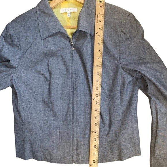 EUC Escada Gray Silk Wool Blend Zip Up Blazer Jacket Size 10 - Picture 7 of 10